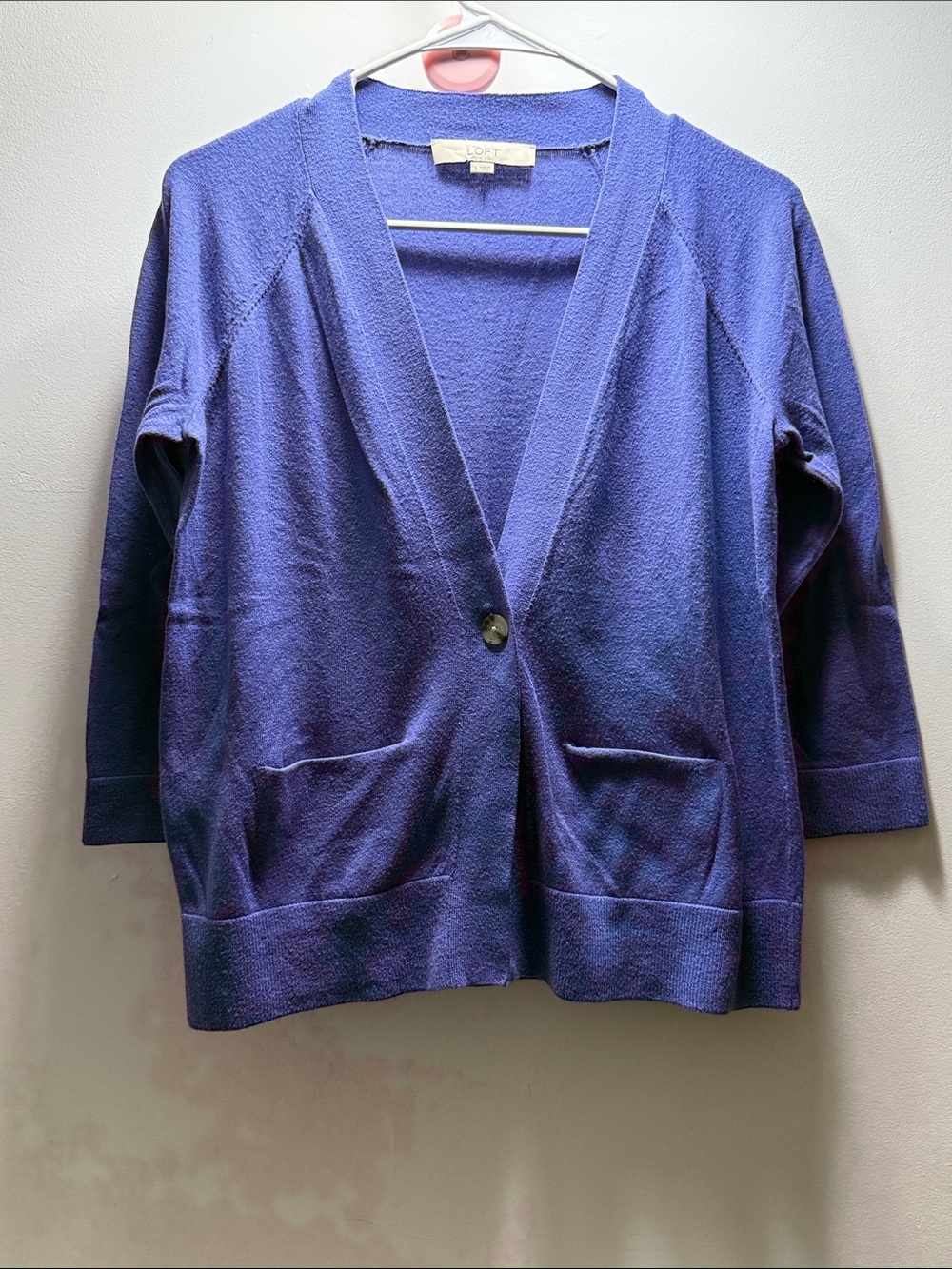 LOFT Violet V-Neck Button Front Cardigan